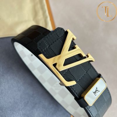 Thắt lưng Louis Vuitton nam dây 2 mặt caro màu trắng đen mặt khóa vàng LVD 22 9 that lung lv nam (9)
