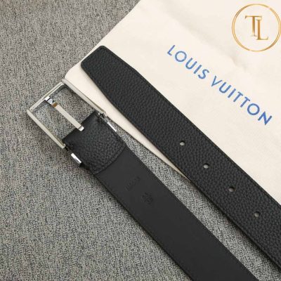 Thắt lưng Louis Vuitton nam màu đen khóa xỏ kim màu vàng hàng hiệu cận chính hãng LVD 47 10 that lung lv nam (9)