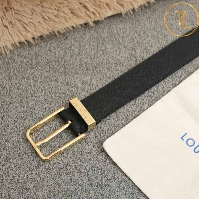 Thắt lưng Louis Vuitton nam màu đen khóa xỏ kim màu vàng hàng hiệu like auth LVD 46 11 that lung lv nam (9)