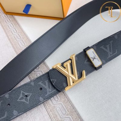 Thắt lưng Louis Vuitton hàng hiệu like auth màu đen họa tiết monogram mặt khóa vàng LVD 99 7 that lung lv sieu cap (2)