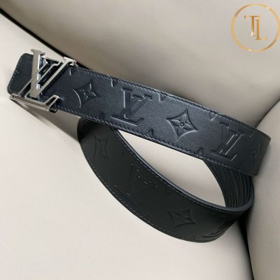 Thắt lưng Louis Vuitton 2 mặt đen họa tiết mặt khóa bạc hàng hiệu like auth LVD 67 8 that lung lv sieu cap (3)