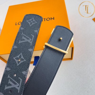 Thắt lưng Louis Vuitton hàng hiệu like auth màu đen họa tiết monogram mặt khóa vàng LVD 99 8 that lung lv sieu cap (3)