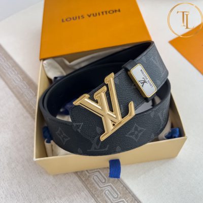 Thắt lưng Louis Vuitton hàng hiệu like auth màu đen họa tiết monogram mặt khóa vàng LVD 99 10 that lung lv sieu cap (5)