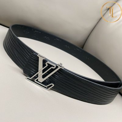 Thắt lưng Louis Vuitton 2 mặt đen họa tiết mặt khóa bạc hàng hiệu like auth LVD 67 11 that lung lv sieu cap (6)