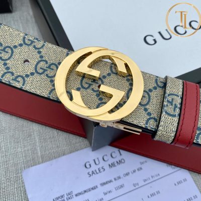 Thắt lưng Gucci nam 2 màu xám đỏ hàng hiệu like auth mặt khóa chữ vàng GC 275 7 that lung nam gucci (2)
