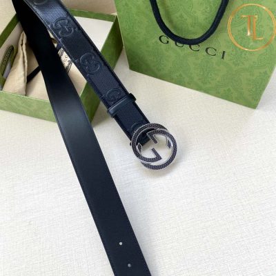 Thắt lưng Gucci da màu đen hàng hiệu siêu cấp like auth mặt khóa nhiều màu GC 252 7 that lung nam gucci (2)