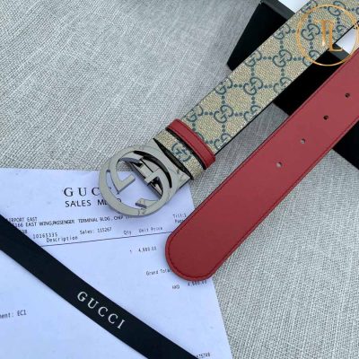 Thắt lưng Gucci nam 2 màu xám đỏ hàng hiệu like auth mặt khóa chữ ghi đen GC 274 9 that lung nam gucci (5)