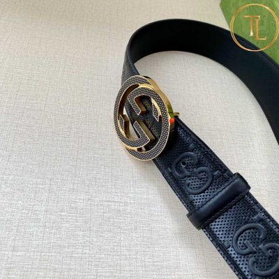 Thắt lưng Gucci da màu đen hàng hiệu siêu cấp like auth mặt khóa nhiều màu GC 252 9 that lung nam gucci (5)