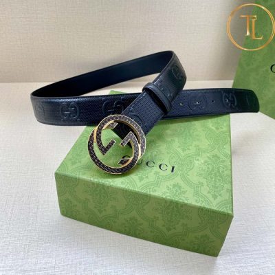 Thắt lưng Gucci da màu đen hàng hiệu siêu cấp like auth mặt khóa nhiều màu GC 252 10 that lung nam gucci (7)