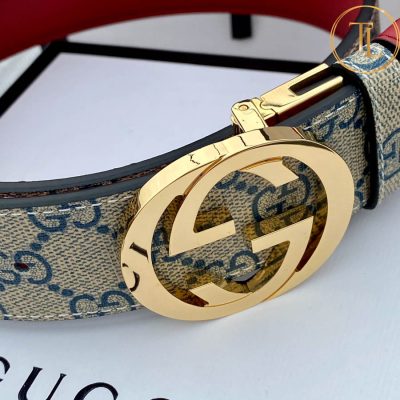 Thắt lưng Gucci nam 2 màu xám đỏ hàng hiệu like auth mặt khóa chữ vàng GC 275 11 that lung nam gucci (8)