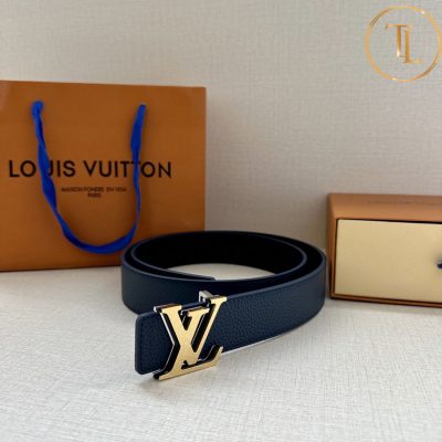 Thắt lưng Louis Vuitton nam màu xanh than mặt khóa vàng hàng hiệu cận chính hãng LVD 51 7 that lung nam lv (2)