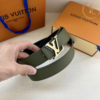 Thắt lưng Louis Vuitton nam màu xanh rêu mặt khóa vàng hàng hiệu cận chính hãng LVD 52 7 that lung nam lv (2)