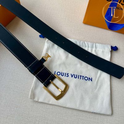 Thắt lưng Louis Vuitton màu đen mặt khóa vàng xỏ kim hàng hiệu like auth LVD 78 8 that lung nam lv (3)