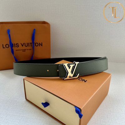 Thắt lưng Louis Vuitton nam màu xanh rêu mặt khóa vàng hàng hiệu cận chính hãng LVD 52 8 that lung nam lv (3)