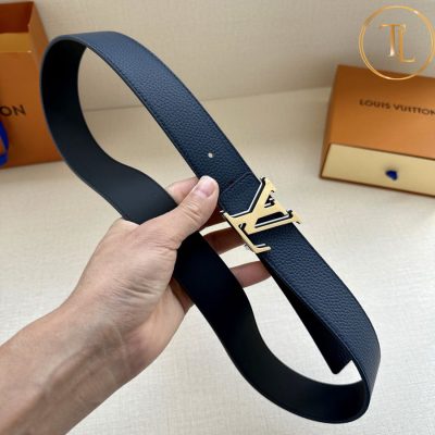 Thắt lưng Louis Vuitton nam màu xanh than mặt khóa vàng hàng hiệu cận chính hãng LVD 51 9 that lung nam lv (4)