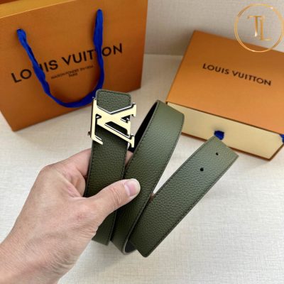 Thắt lưng Louis Vuitton nam màu xanh rêu mặt khóa vàng hàng hiệu cận chính hãng LVD 52 9 that lung nam lv (4)
