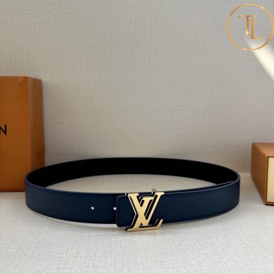 Thắt lưng Louis Vuitton nam màu xanh than mặt khóa vàng hàng hiệu cận chính hãng LVD 51 10 that lung nam lv (5)