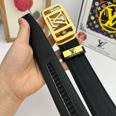Thắt lưng Louis Vuitton nam màu đen mặt khóa màu vàng hàng hiệu cận chính hãng LVD 49 10 that lung nam lv (6)