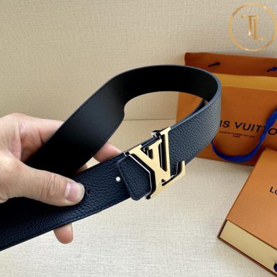 Thắt lưng Louis Vuitton nam màu xanh than mặt khóa vàng hàng hiệu cận chính hãng LVD 51 11 that lung nam lv (6)