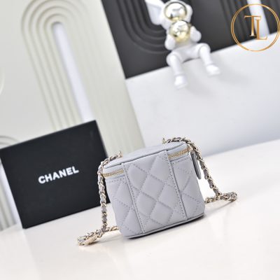 Túi hộp đeo chéo Chanel nữ mini màu xám hàng hiệu like auth CN65 11 tui chanel (2)