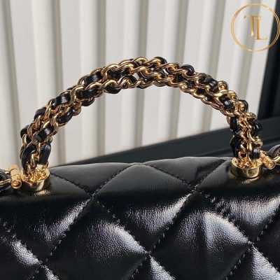 Túi xách đeo chéo Chanel nữ màu đen logo vàng cận chính hãng CN79 10 tui chanel (4)