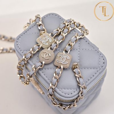 Túi hộp đeo chéo Chanel nữ mini màu xám hàng hiệu like auth CN65 10 tui chanel (5)