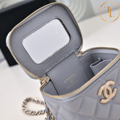 Túi hộp đeo chéo Chanel nữ mini màu xám hàng hiệu like auth CN65 8 tui chanel (6)