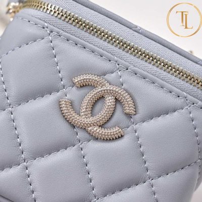 Túi hộp đeo chéo Chanel nữ mini màu xám hàng hiệu like auth CN65 9 tui chanel (8)