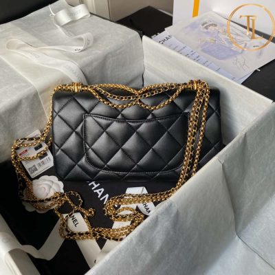 Túi xách đeo chéo Chanel nữ màu đen logo vàng hàng hiệu siêu cấp CN71 11 tui chanel (9)