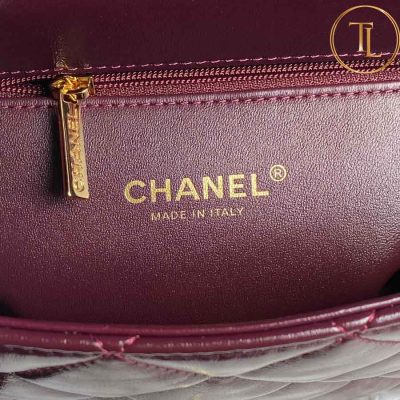 Túi xách đeo chéo Chanel nữ màu tím logo vàng cận chính hãng CN78 9 tui xach chanel (6)