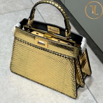 Túi xách Fendi họa tiết da cá sấu màu vàng bóng hàng hiệu like auth FD13 9 tui xach fendi (5)