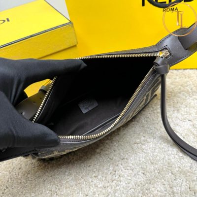 Túi xách đeo chéo Fendi nữ màu xanh rêu đen logo đen hàng hiệu like auth FD05 7 tui xach fendi (5)