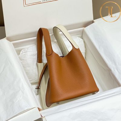 Túi xách Hermes phối màu nâu trắng kem size 18 hàng hiệu Like Auth HM15 10 tui xach hermes (3)