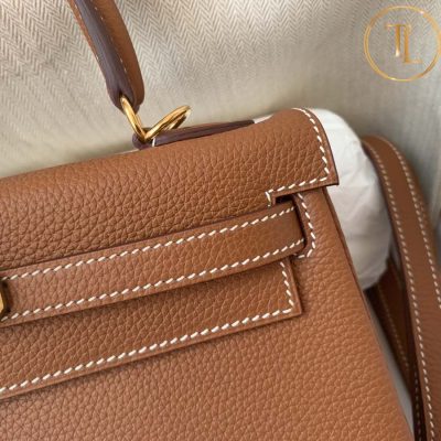 Túi xách đeo chéo Hermes Kelly màu nâu khóa vàng size 25 hàng hiệu Like Auth HM19 9 tui xach hermes (5)