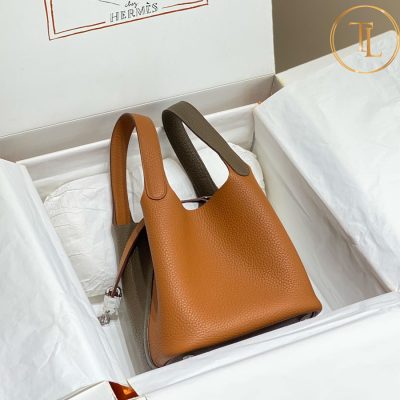 Túi xách Hermes phối màu nâu size 18 hàng hiệu Like Auth HM14 10 tui xach hermes (6)
