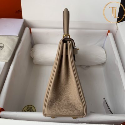 Túi xách đeo chéo Hermes Kelly màu ghi nâu khóa vàng size 25 hàng hiệu Like Auth HM23 9 tui xach hermes (8)