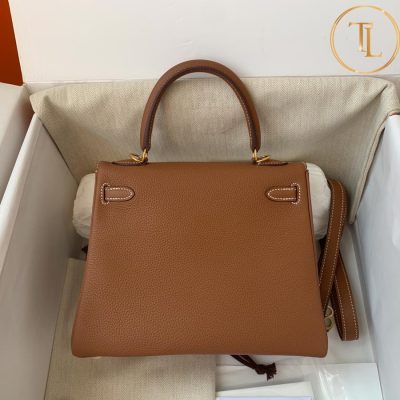 Túi xách đeo chéo Hermes Kelly màu nâu khóa vàng size 25 hàng hiệu Like Auth HM19 11 tui xach hermes (8)