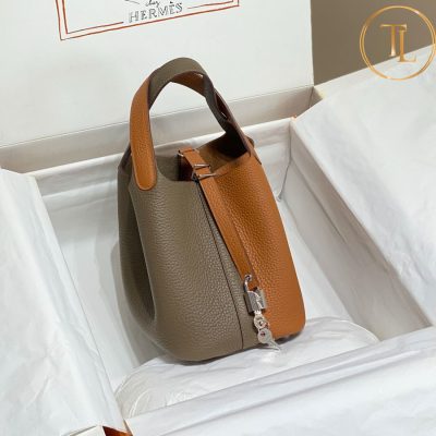 Túi xách Hermes phối màu nâu size 18 hàng hiệu Like Auth HM14 9 tui xach hermes (8)