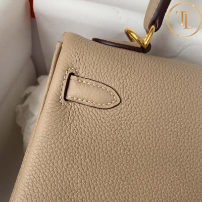 Túi xách đeo chéo Hermes Kelly màu ghi nâu khóa vàng size 25 hàng hiệu Like Auth HM23 10 tui xach hermes (9)