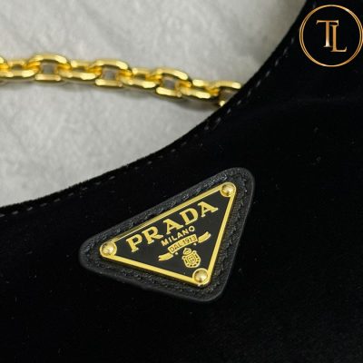 Túi xách kẹp nách Prada nữ màu đen vải nhung hàng hiệu like auth PR022 7 tui xach prada (3)