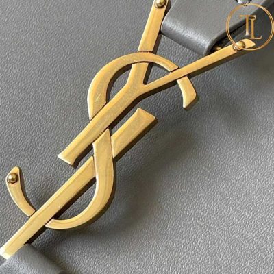 Túi xách kẹp nách nữ YSL hàng hiệu like auth màu xám logo vàng YSL 032 7 tui xach ysl (5)