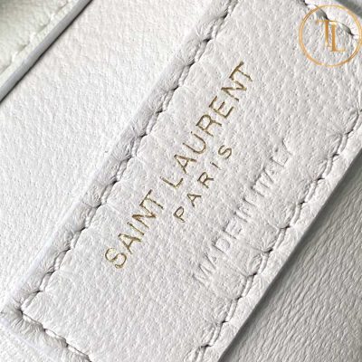 Túi xách đeo chéo nữ YSL hàng hiệu cận chính hãng màu trắng kem logo vàng YSL 050 9 tui ysl (3)
